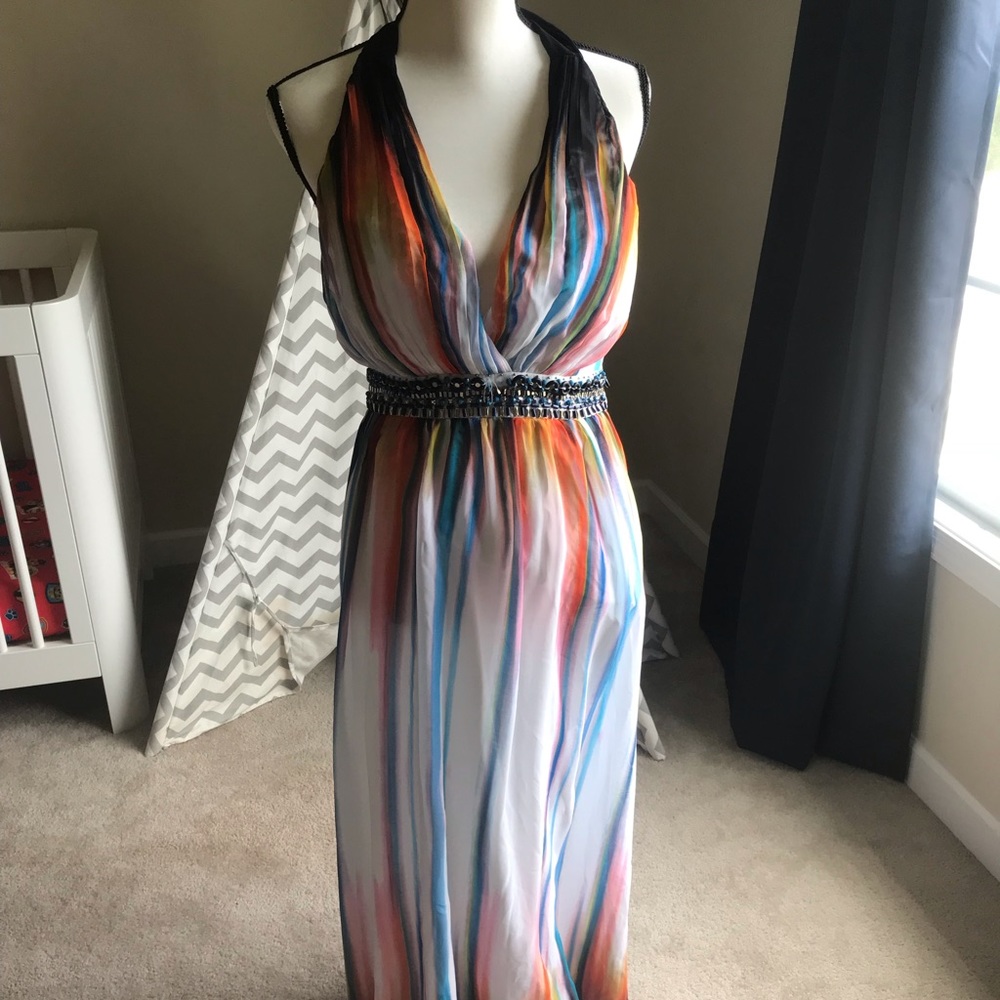 Little Mistress striped maxi dress